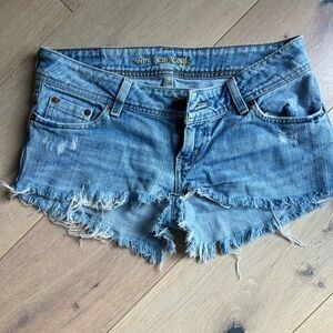 Rewash Frayed Hem Blue Denim Shorts